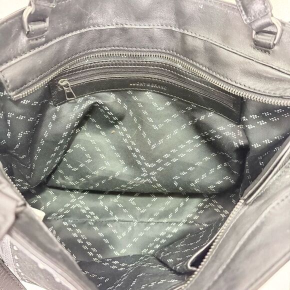 Lucky Brand Black Leather and Suede Studded Satchel Purse with Crossbody Strap - Picture 11 of 12